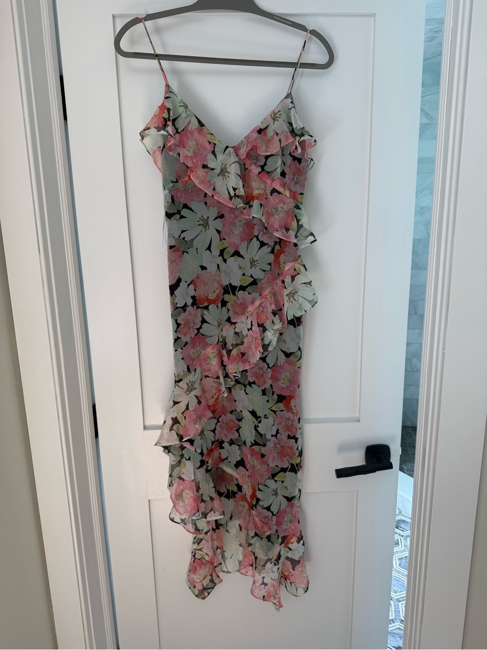 Zara Floral V-Neck Spaghetti Strap Dress